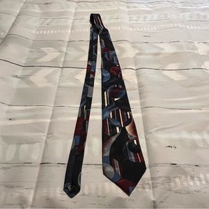 Multicolored Geometric City Streets 100% Polyester Tie